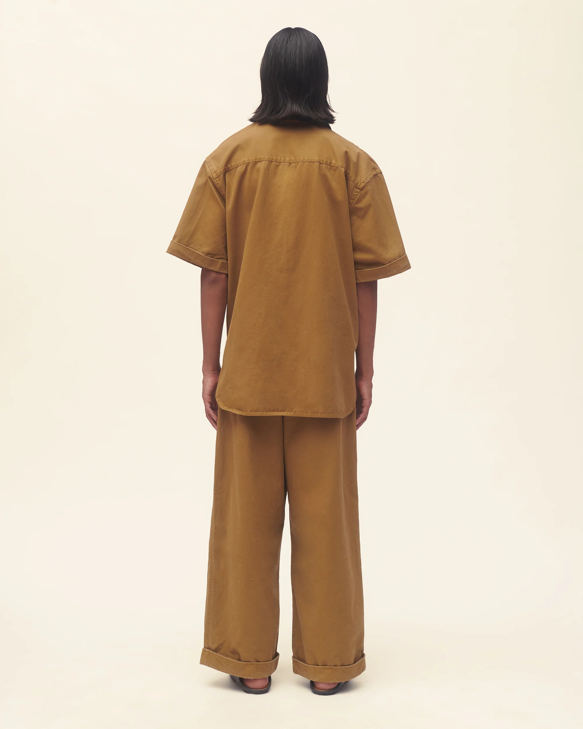 Asymmetrical Placket Shirt Beige - Image 3