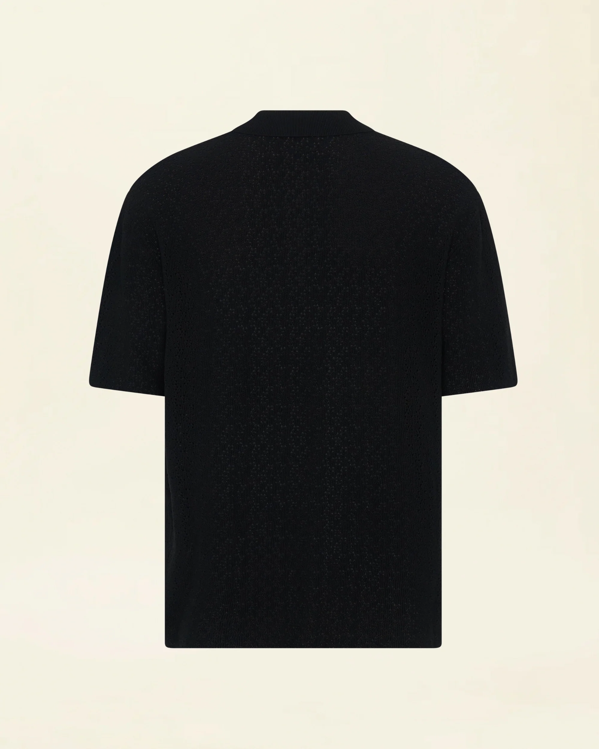 Button Through Polo Knit Black - Image 2