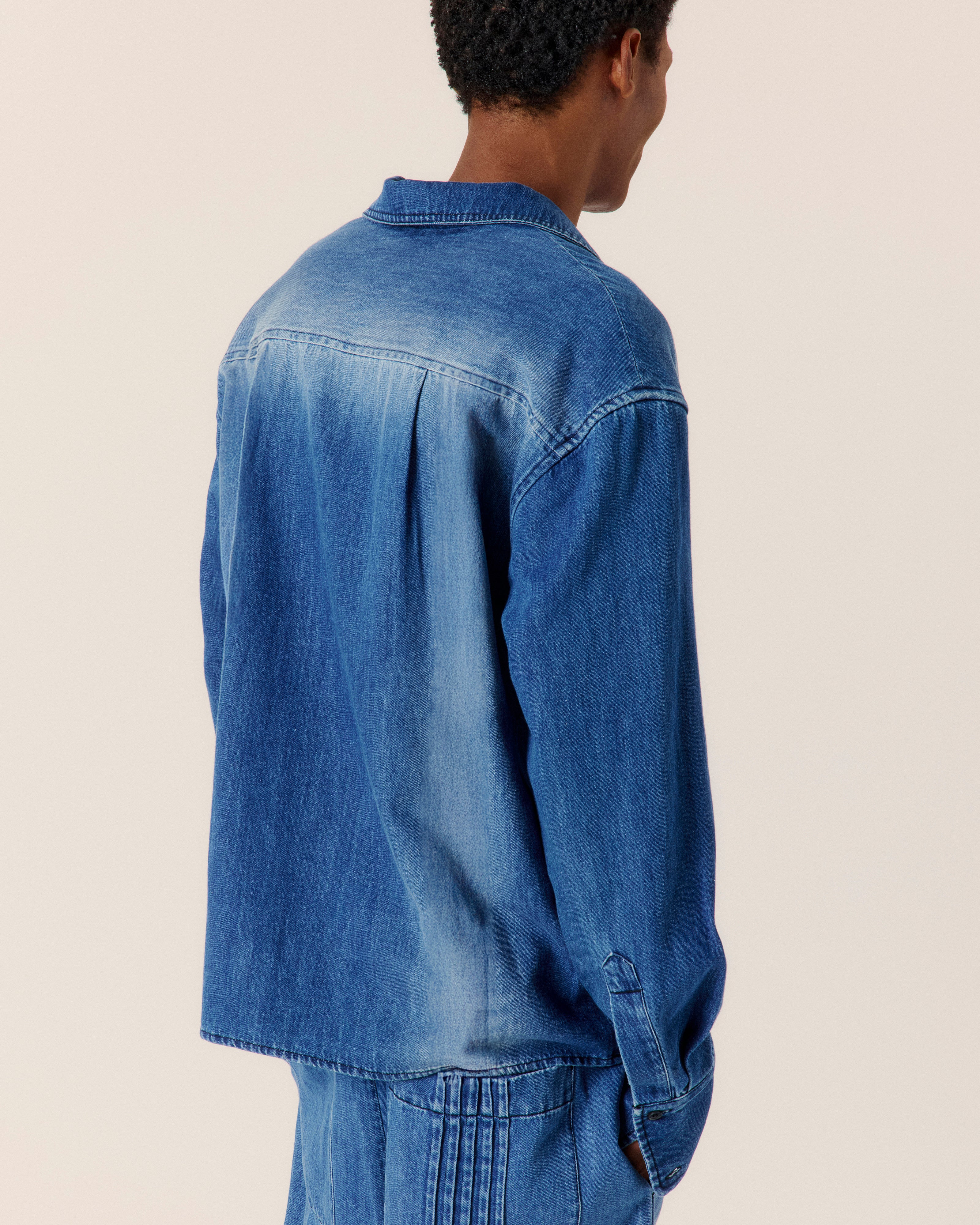 Cotton Hemp Denim Pop Over Shirt - Image 4