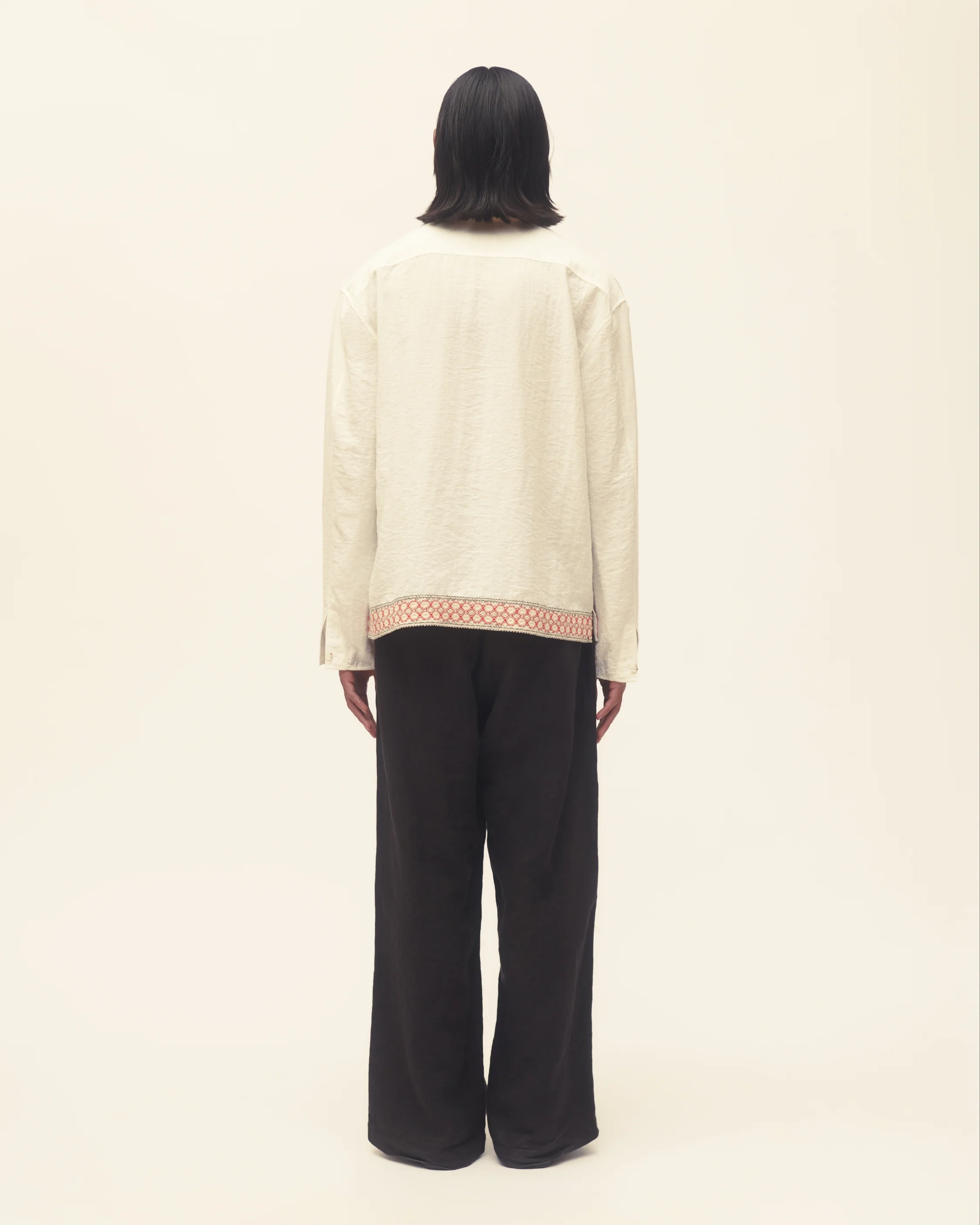 Crochet Trim Front Tie Shirt - Image 3