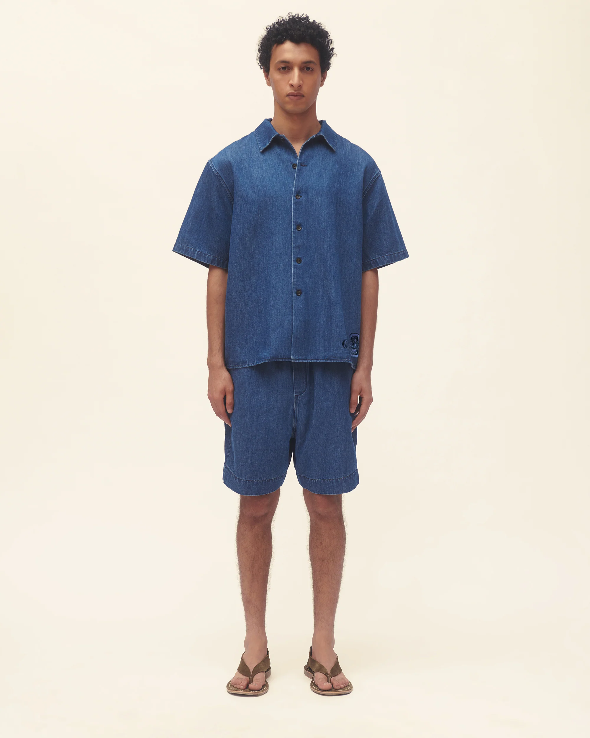 Denim Oversized Short Sleeve Shirt