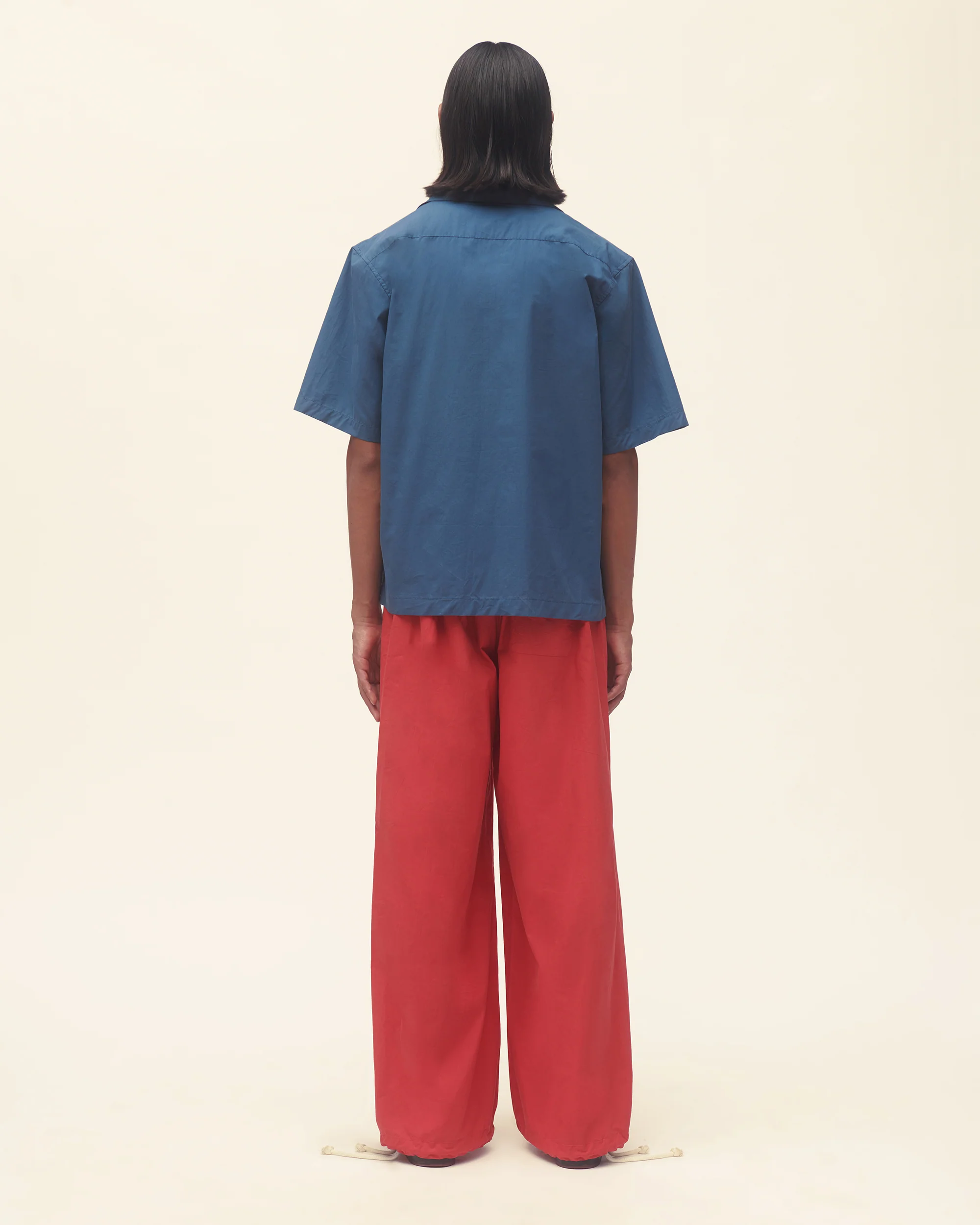 Embroidered Peonies Bowling Shirt Blue - Image 2