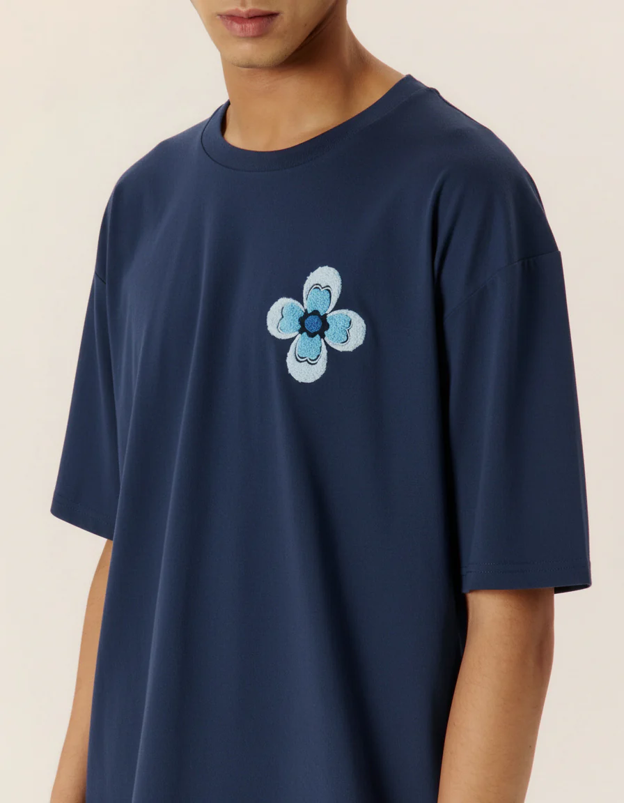Navy Embroidered Classic Tee - Image 3