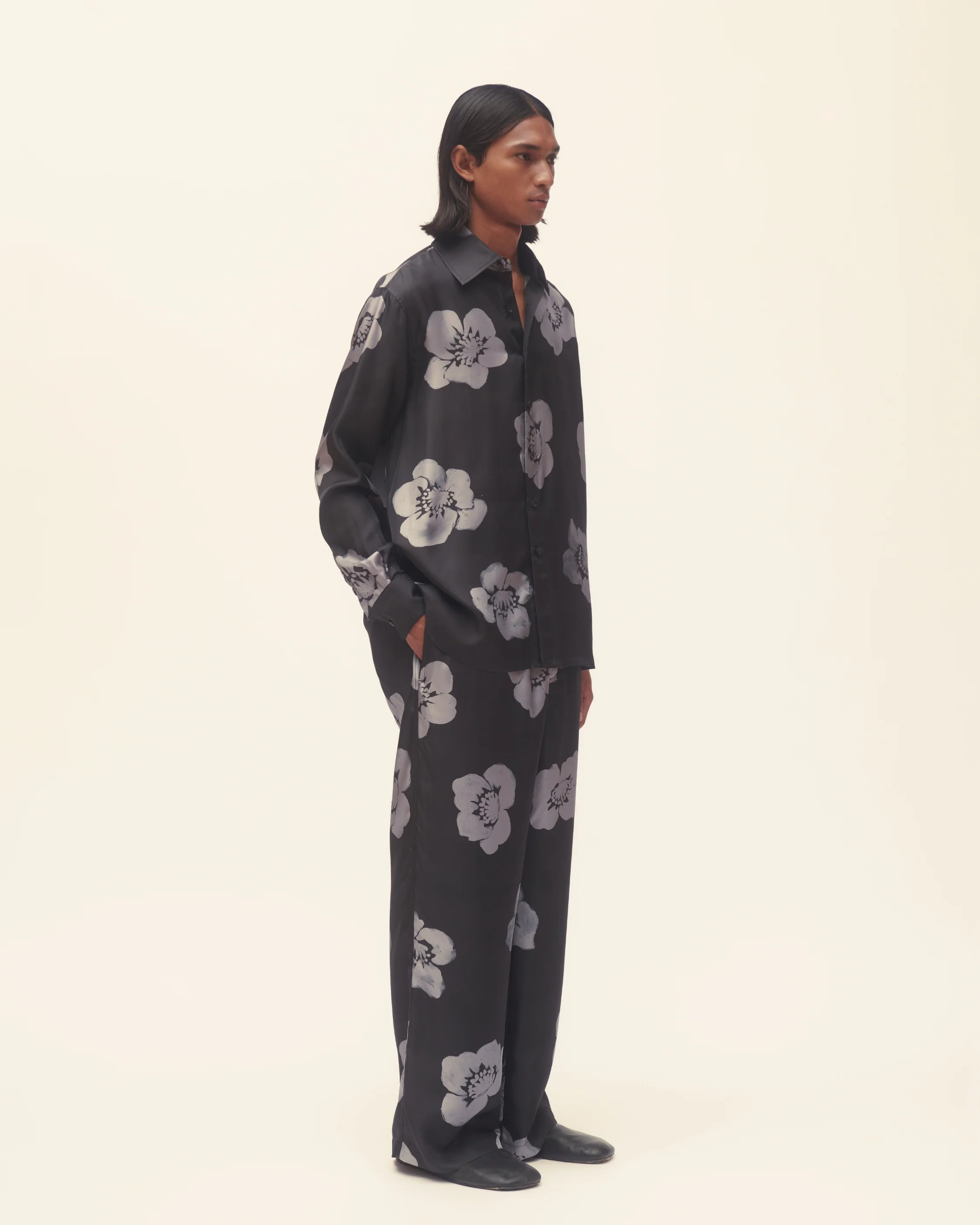 Painted Floral Wide Leg Trouser