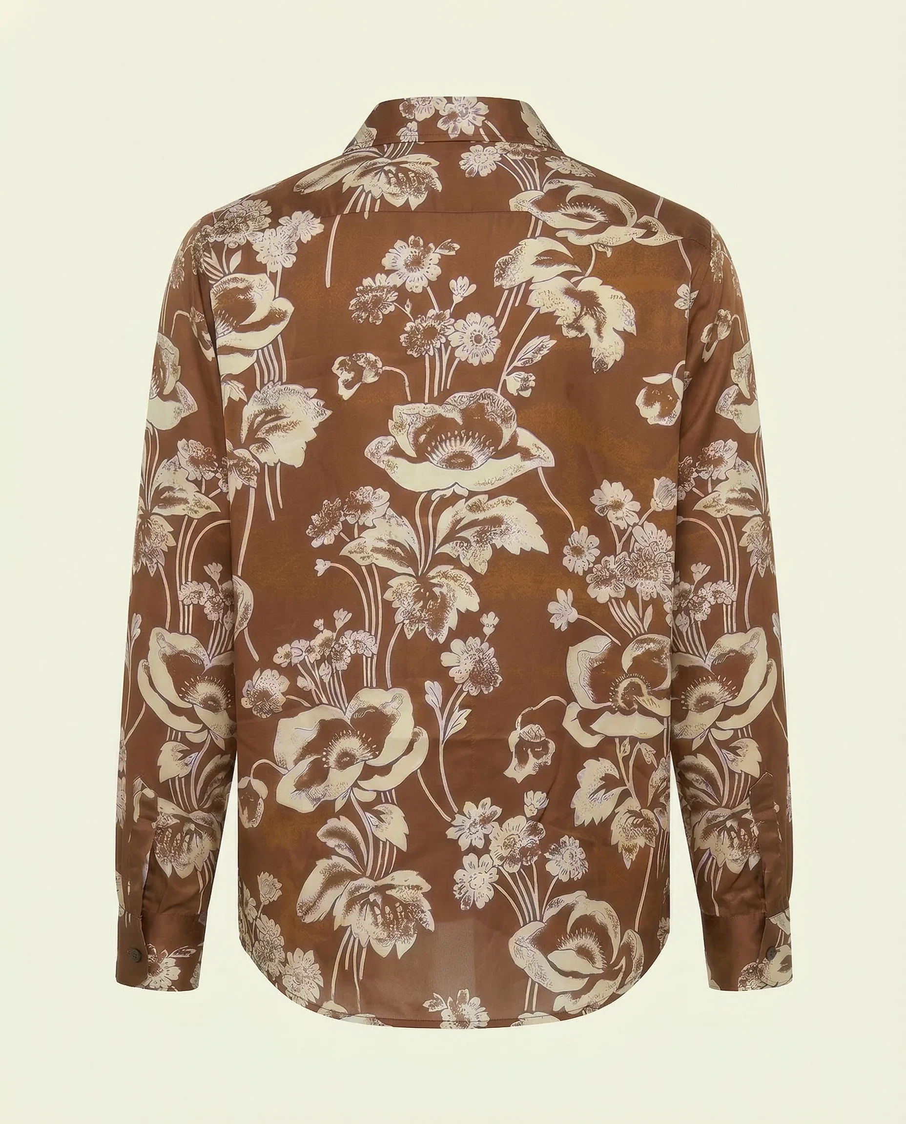 Painted Peonies Oversized Shirt Brown - Image 2