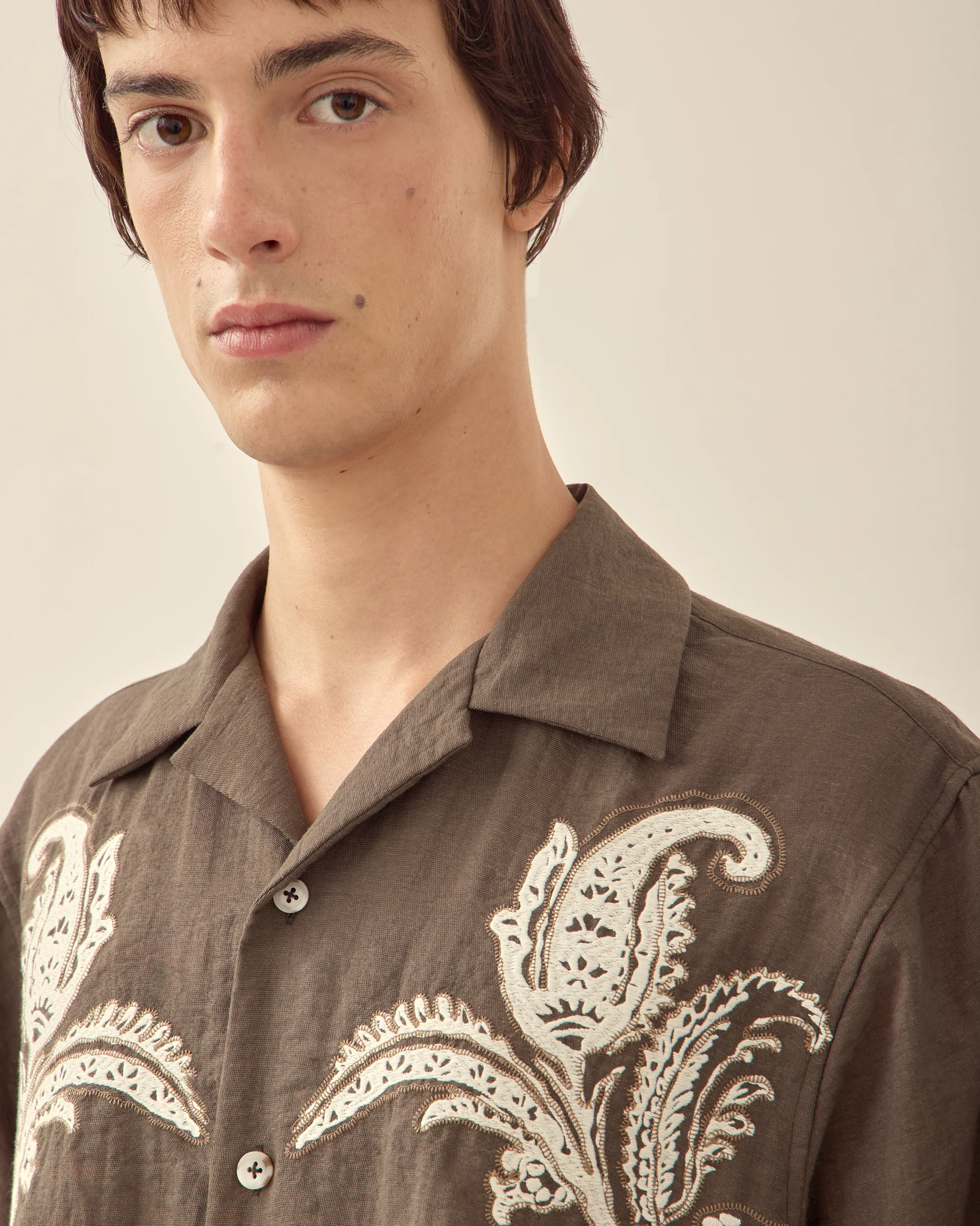 Paisley Embroidered Camp Collar Shirt - Image 2