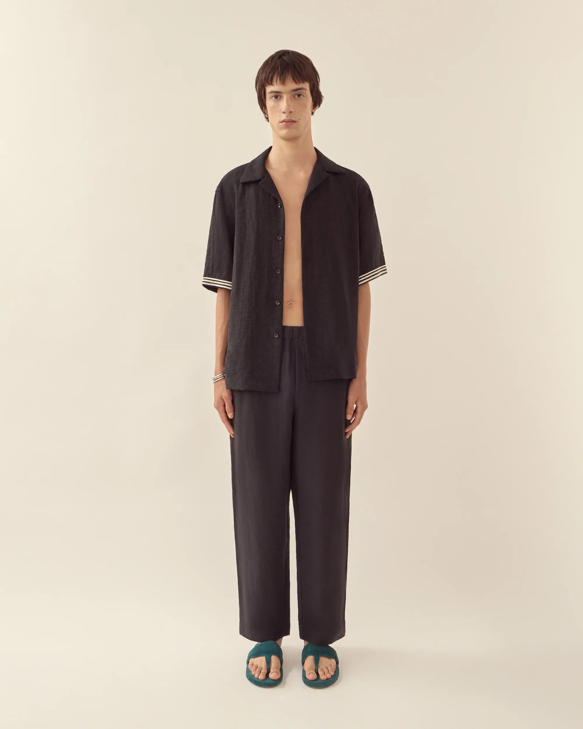Rope Embroidery Camp Collar Shirt