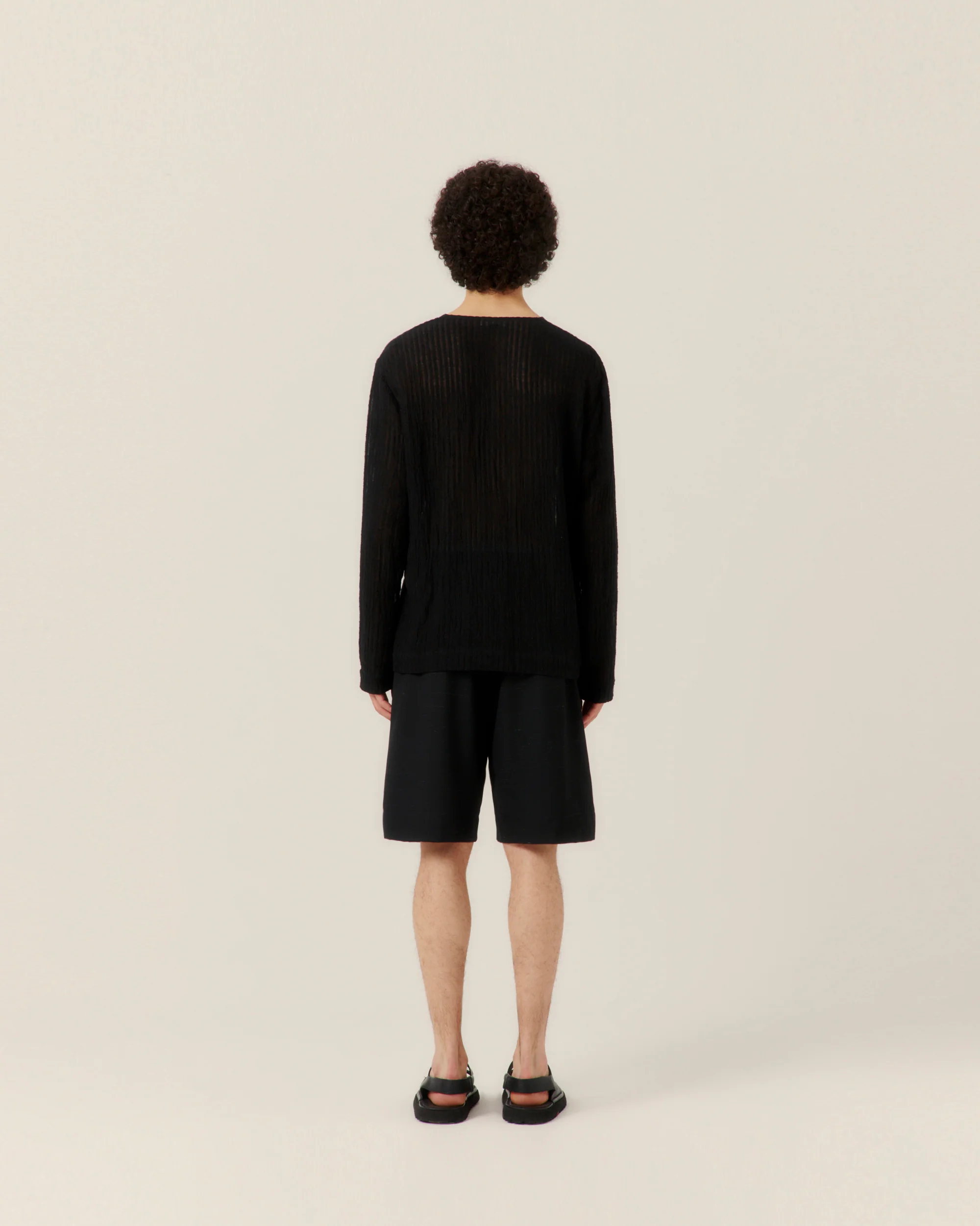 Sheer Stripe Linen Woven Henley - Image 8