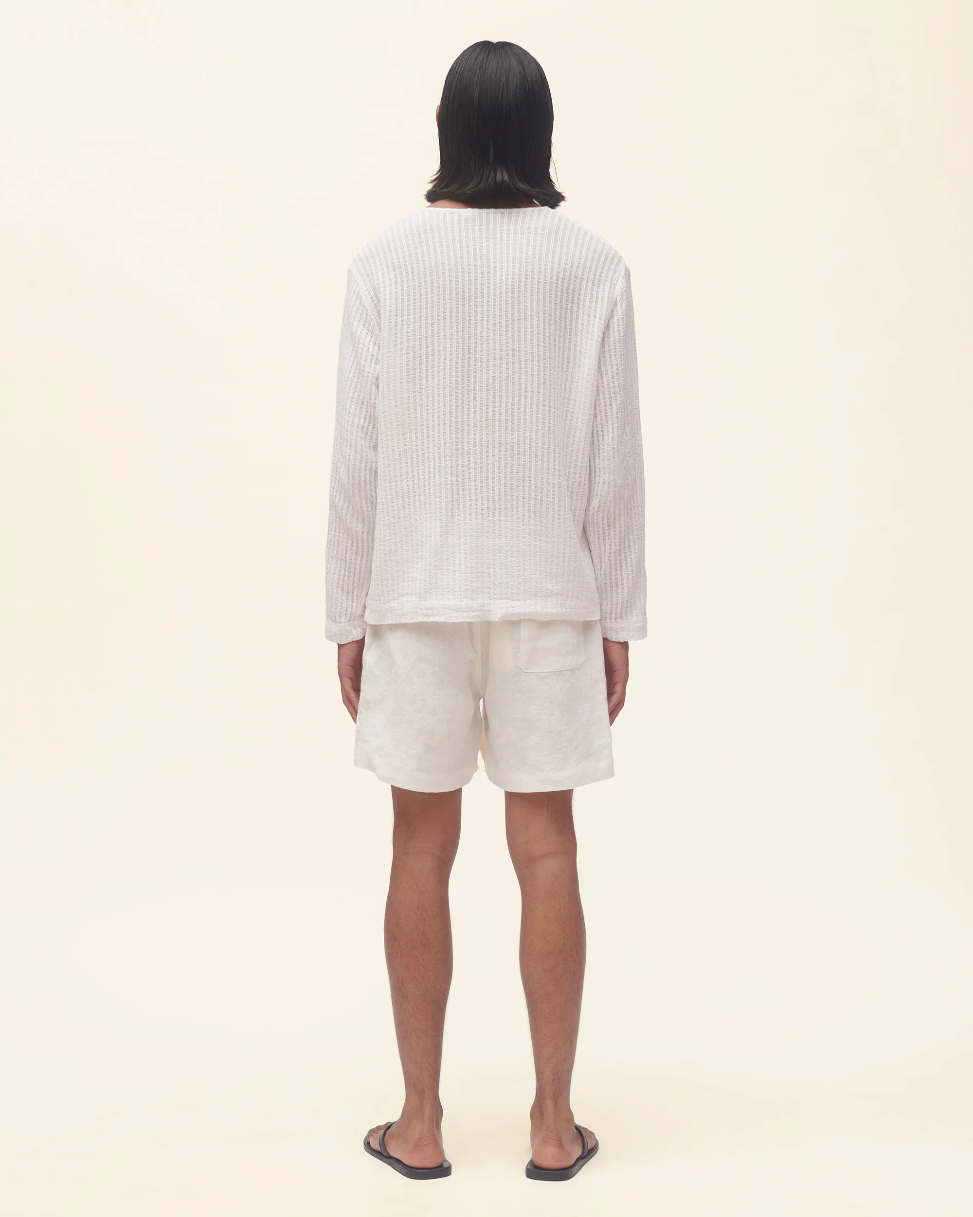 Sheer Stripe Linen Woven Henley - Image 5