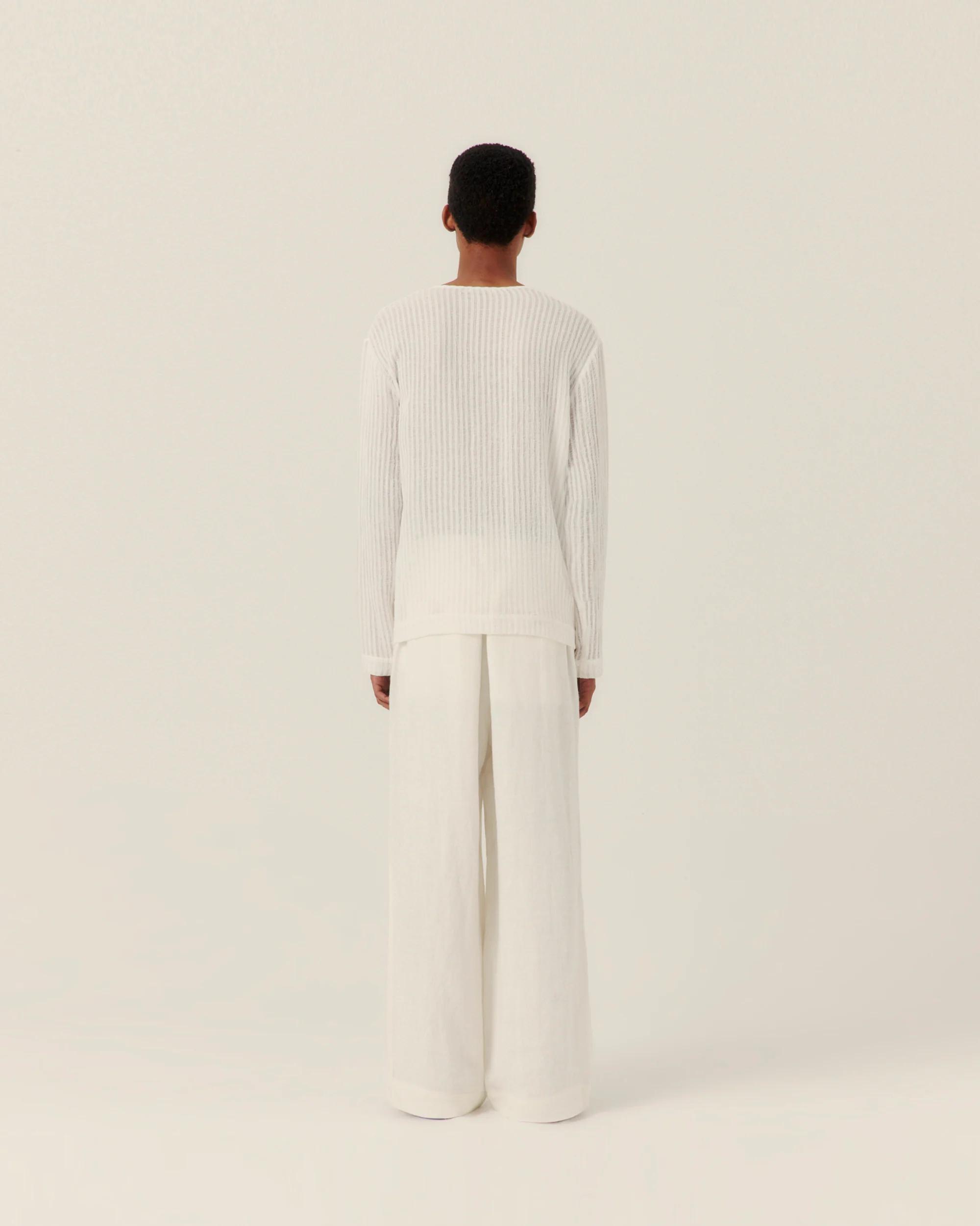 Sheer Stripe Linen Woven Henley - Image 7