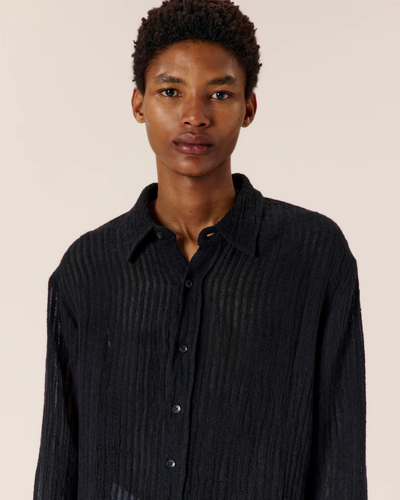 Sheer Stripe Linen Woven Shirt - Image 5