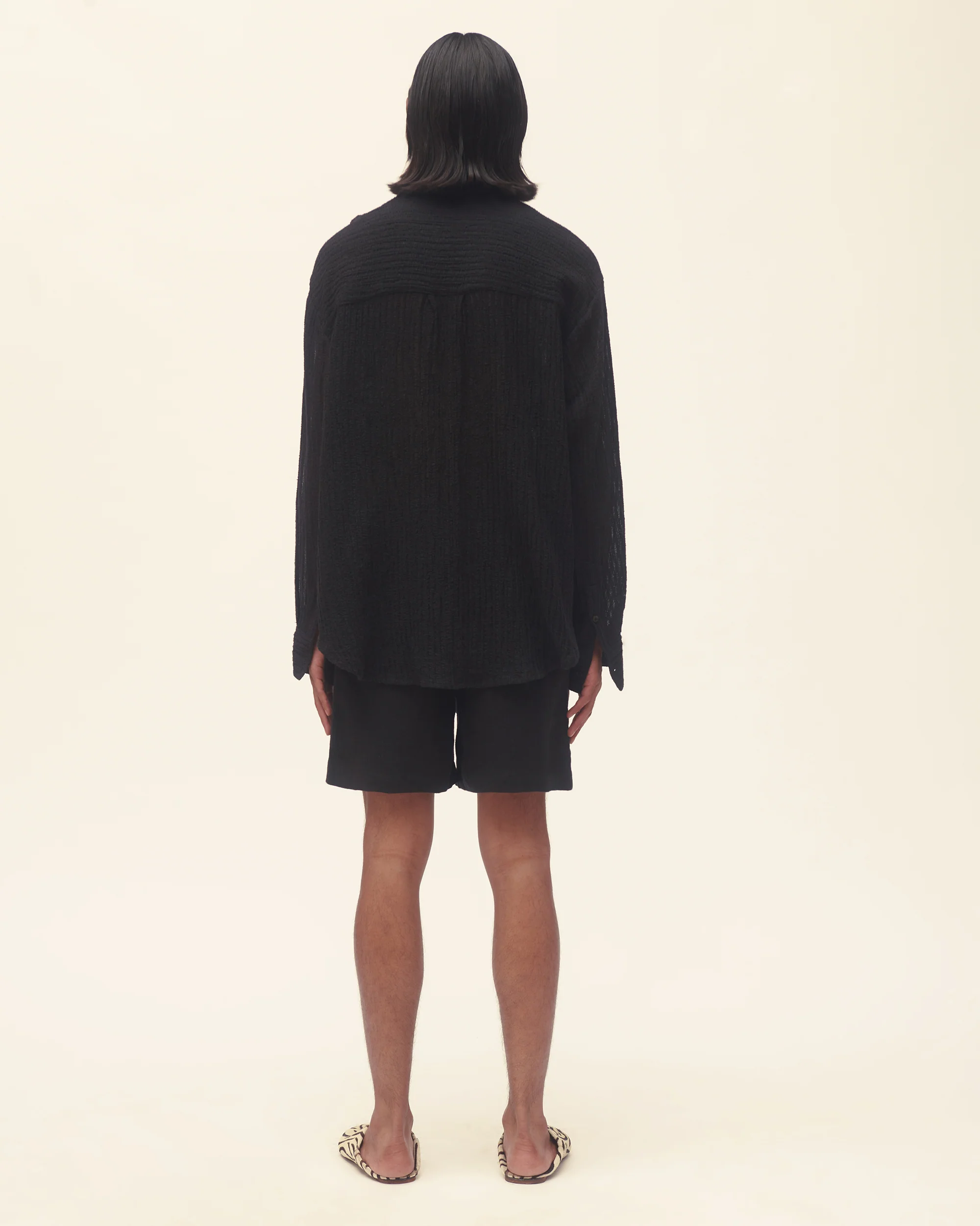 Sheer Stripe Linen Woven Shirt - Image 8