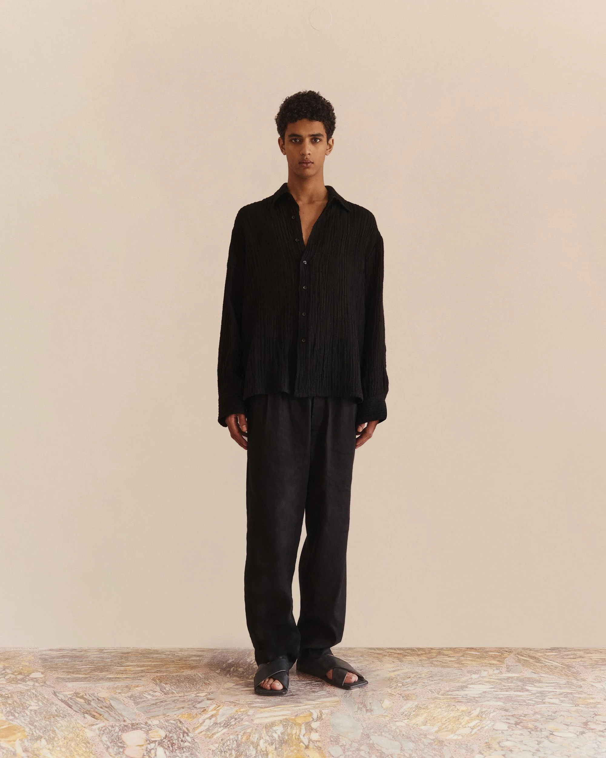 Sheer Stripe Linen Woven Shirt - Image 9