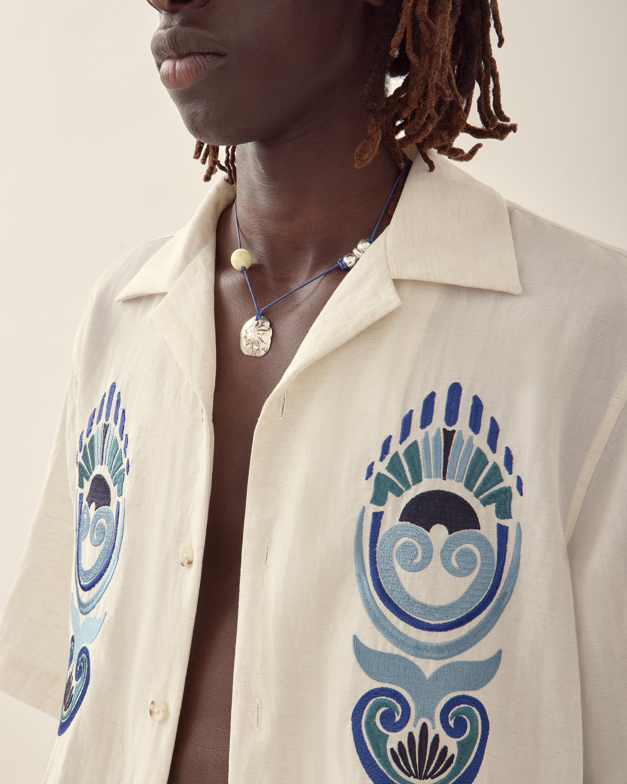 Shell Embroidered Camp Collar Shirt - Image 3