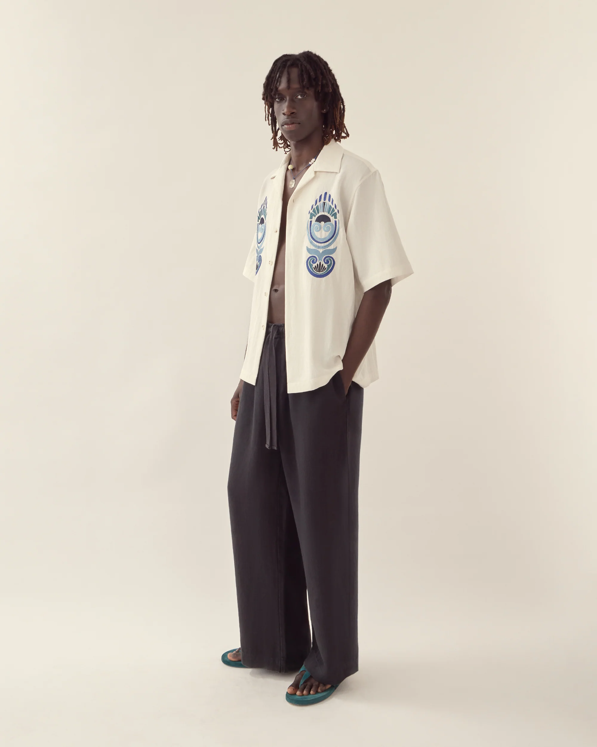 Shell Embroidered Camp Collar Shirt - Image 4