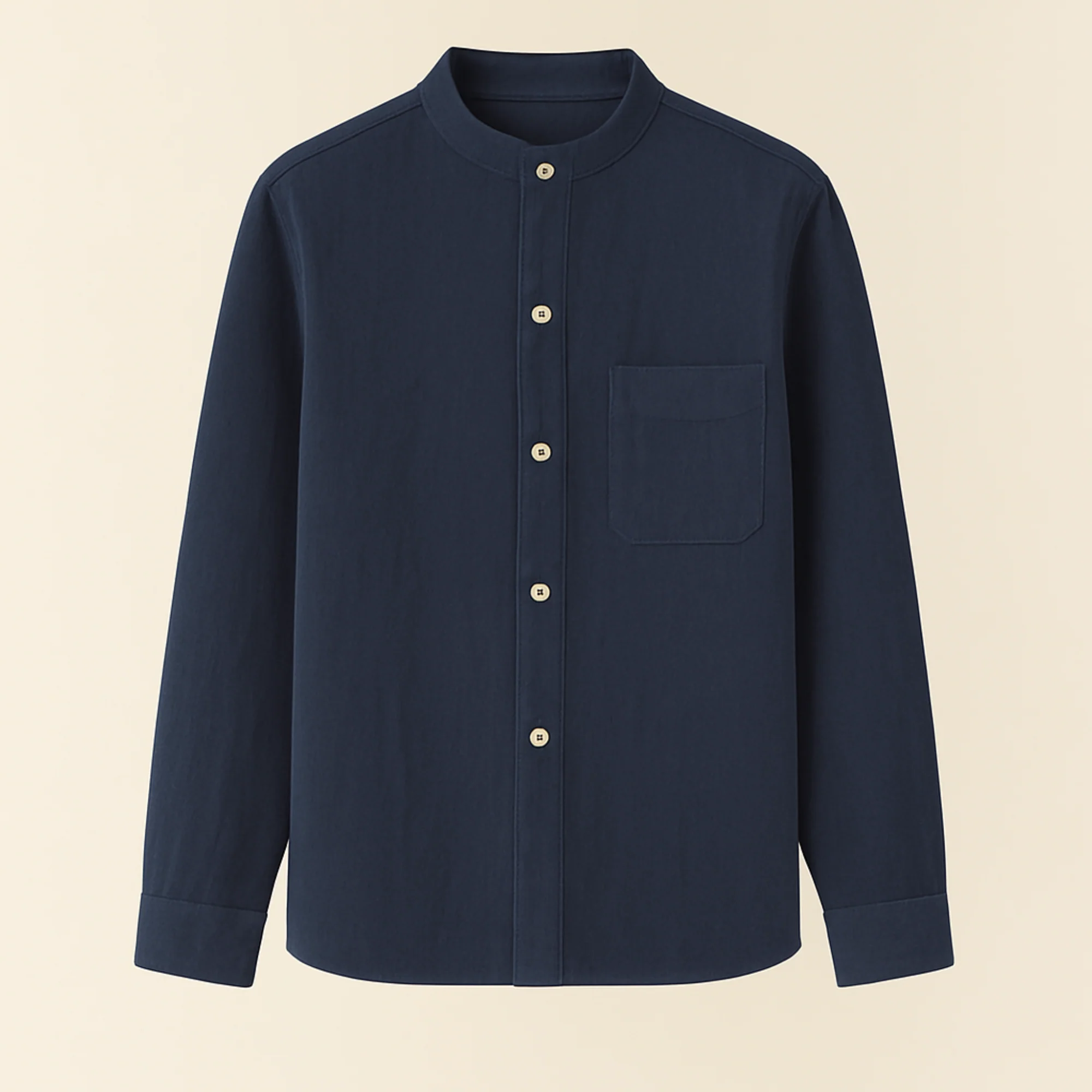 Stand Collar Long Sleeve Shirt - Image 4
