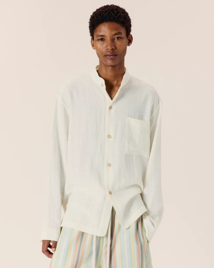 Stand Collar Long Sleeve Shirt - Image 3