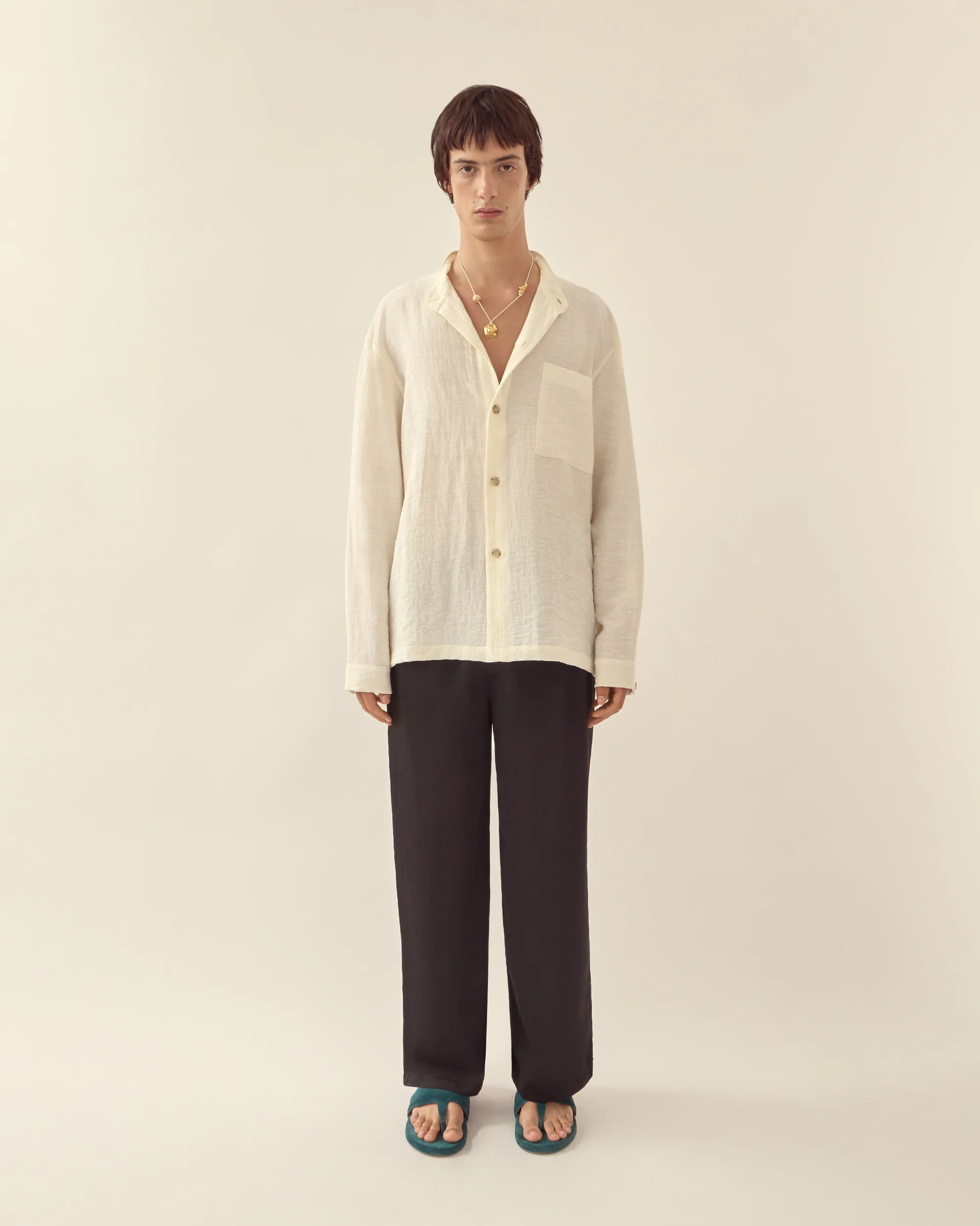 Stand Collar Long Sleeve Shirt - Image 4