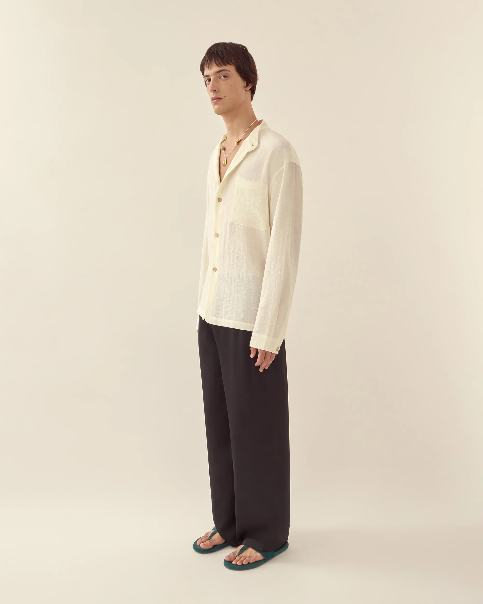 Stand Collar Long Sleeve Shirt - Image 5