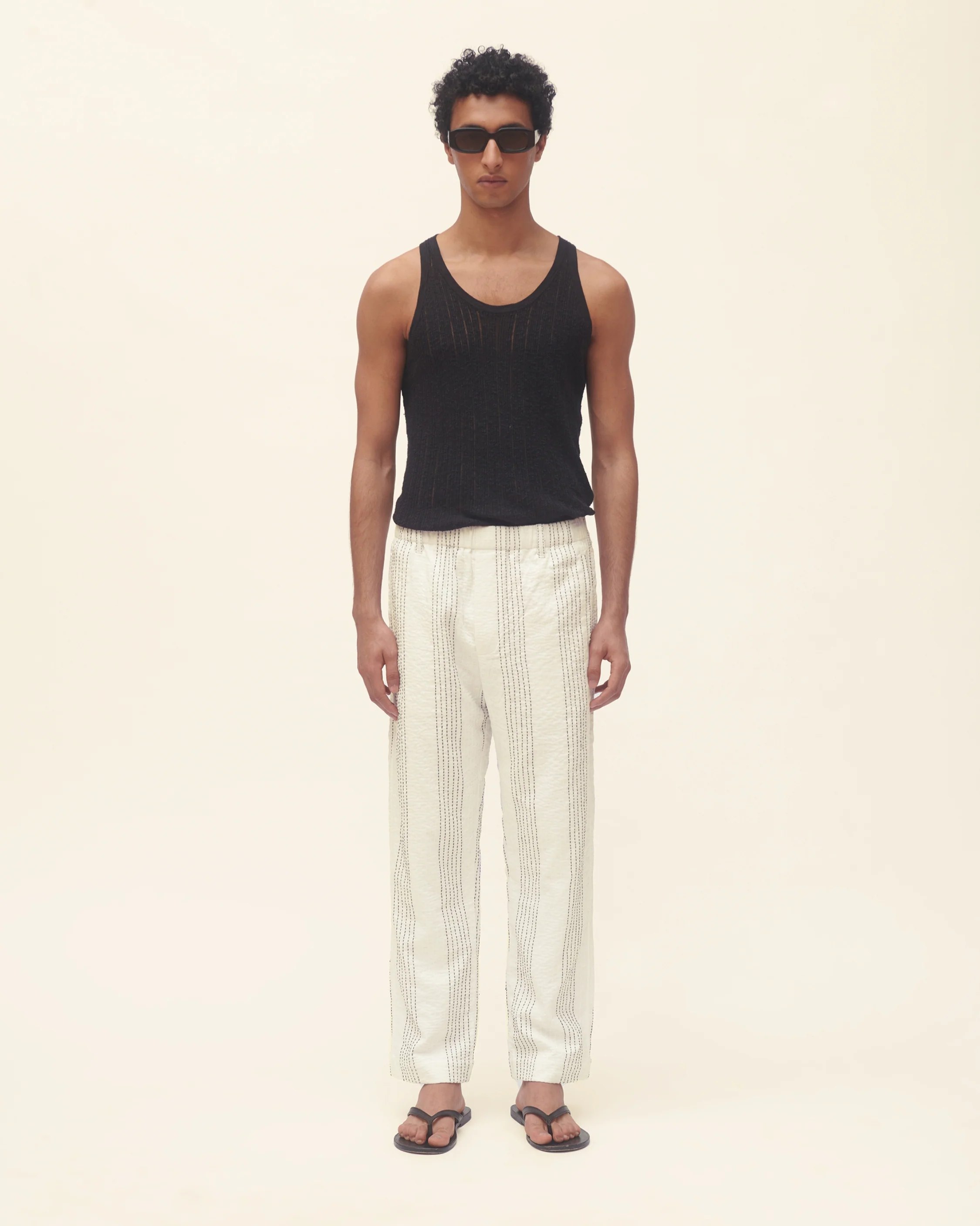 Textured Stripe Resort Trouser - Image 3
