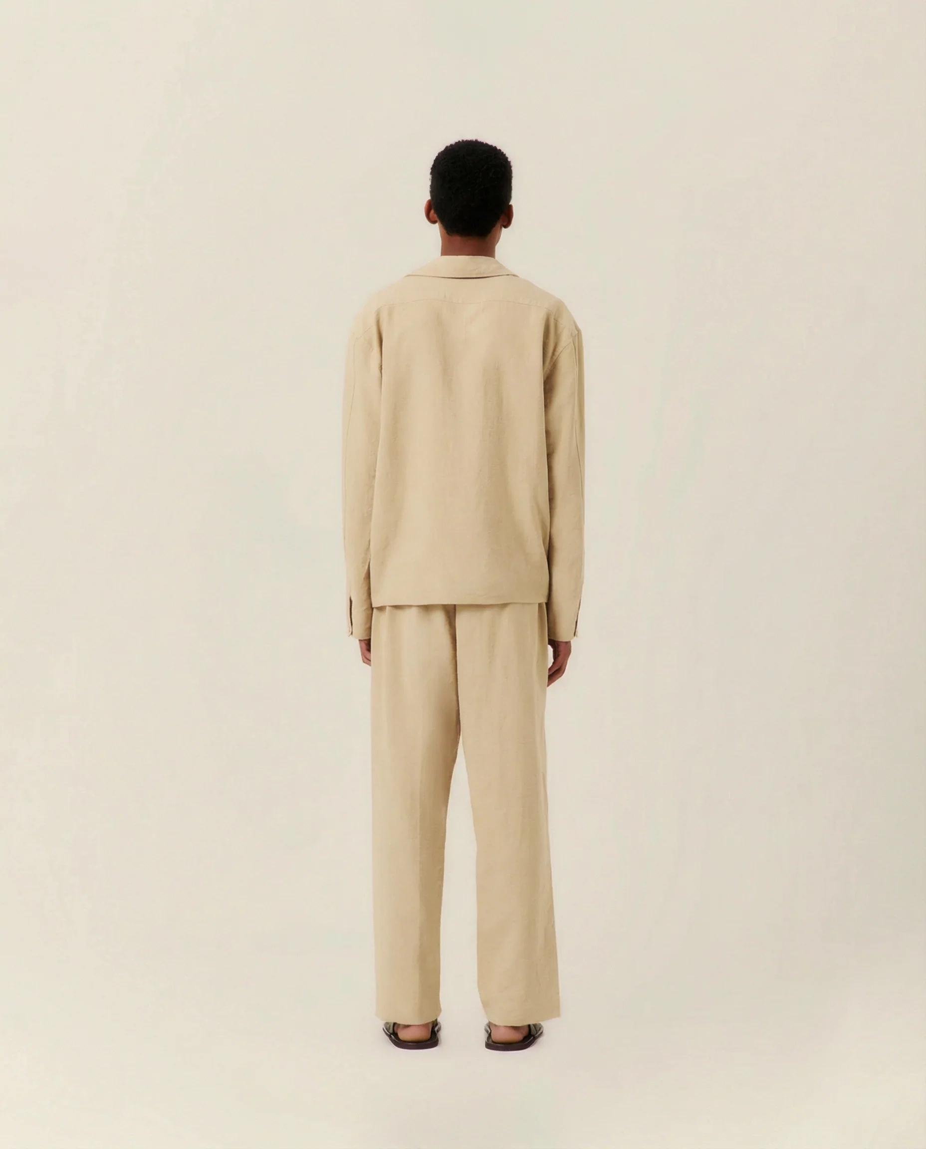 Tie Collar Resort Shirt Beige - Image 3