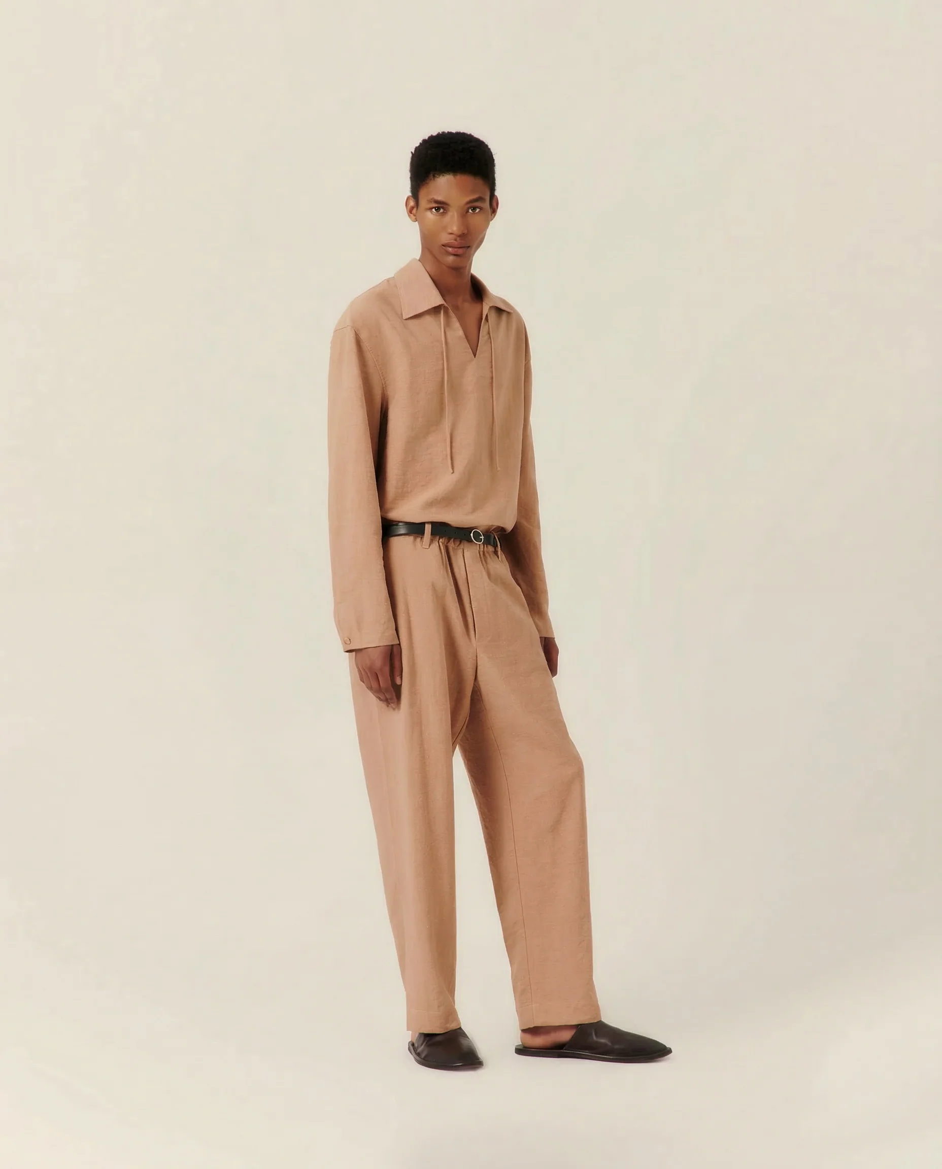 Tie Collar Resort Shirt Clay - Image 3