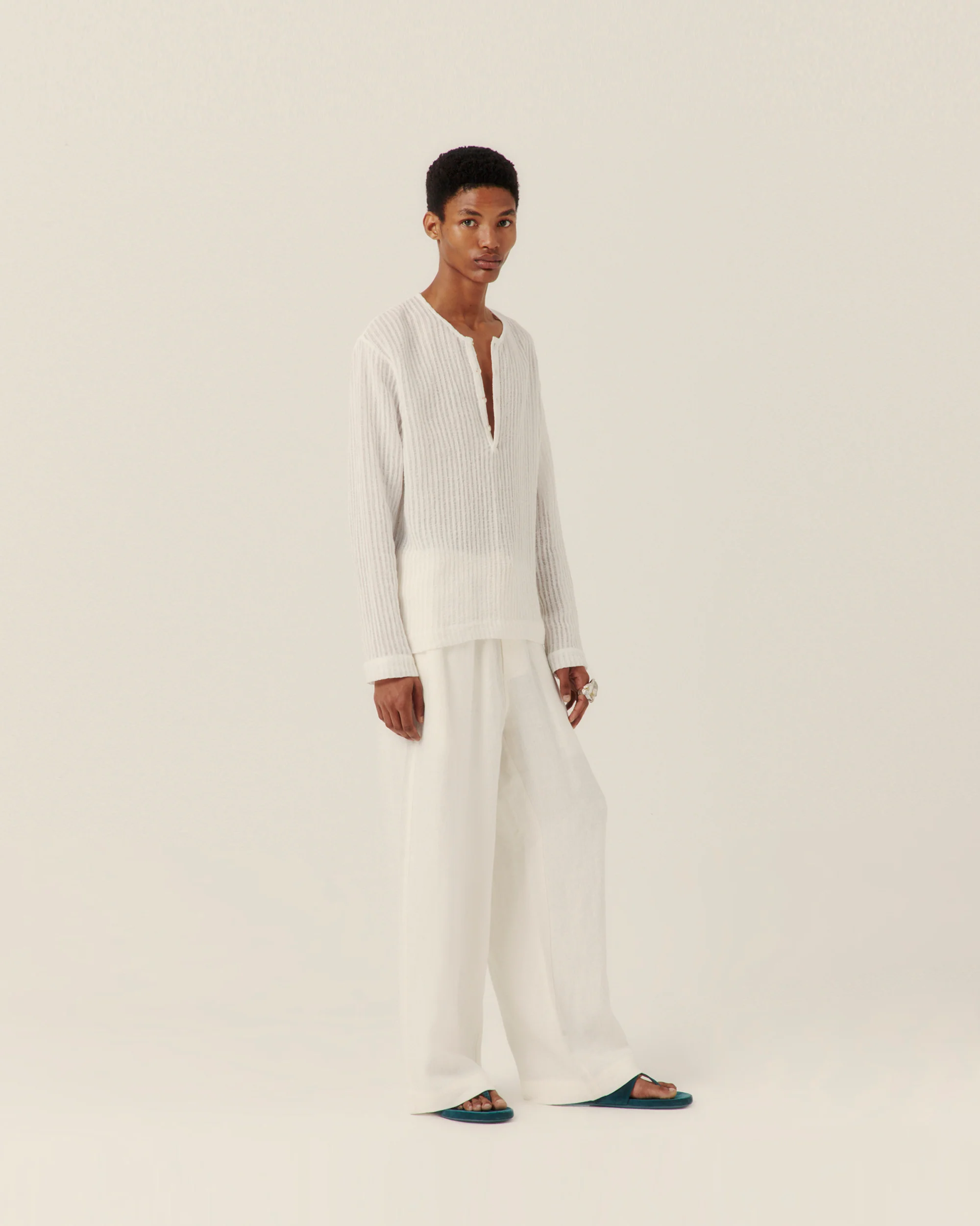 Wide Leg Linen Trousers - Image 5