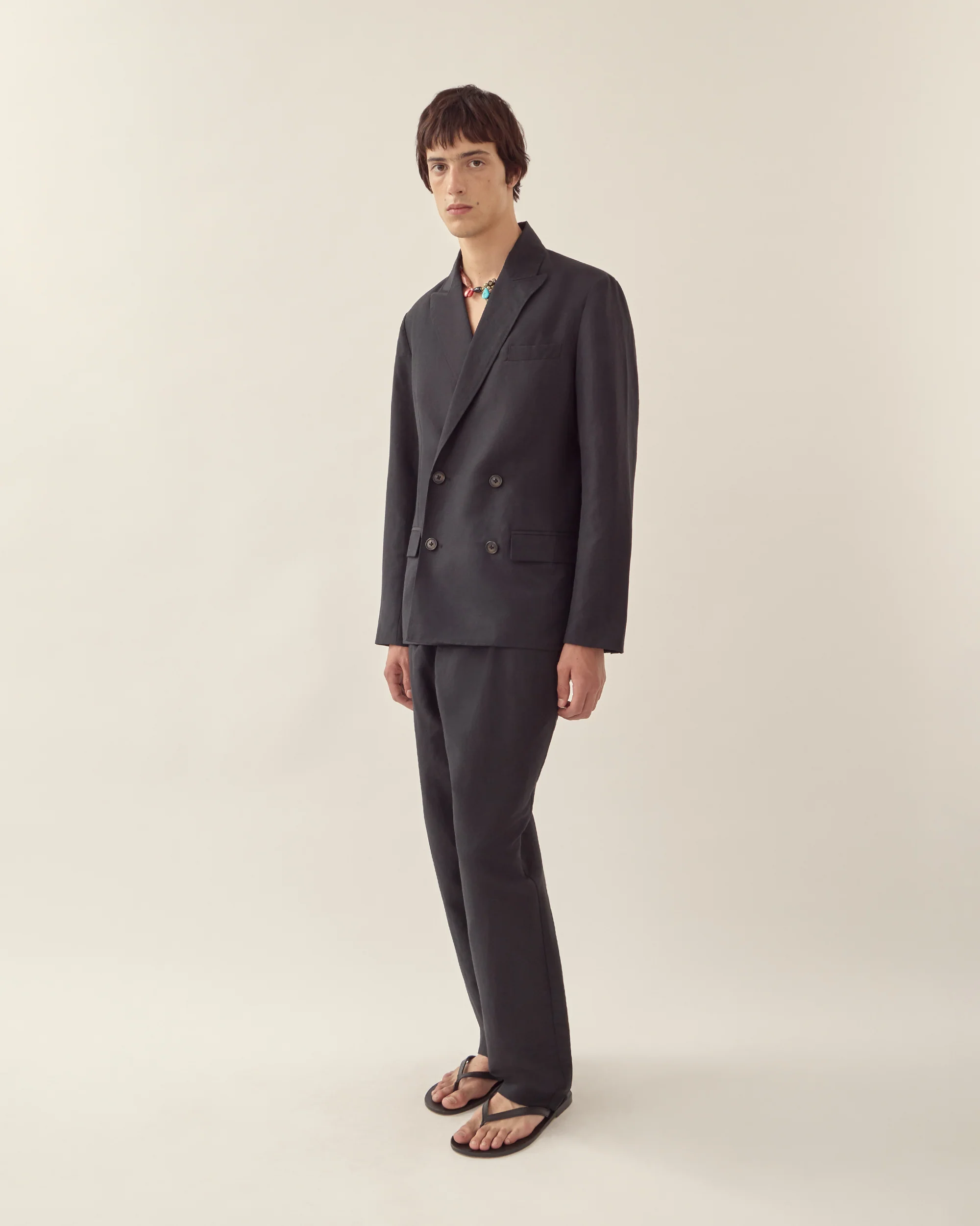 Wool Linen Double Breasted Jacket - Image 4